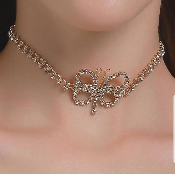 Nikkiwallflower Jewelry - *Zenia* Butterfly Rhinestone Choker